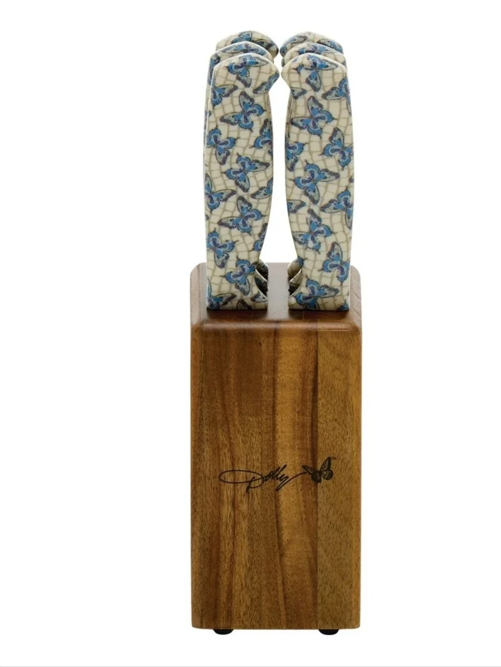 Dolly Parton Butterfly Print 7-PC Steak Knife Set w/Wood Block